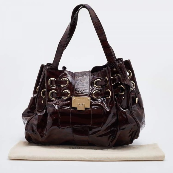 Authentic PreLoved Jimmy Choo Brown Zebra Print Patent Leather Shoulder Bag - Picture 3 of 8